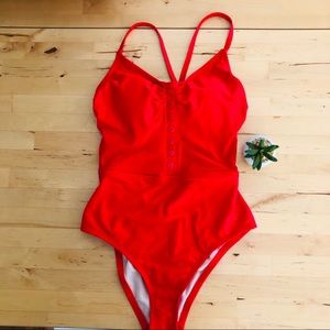 3/$25!🔆NWT Retro Style Bright Red Swimsuit, One Piece, S